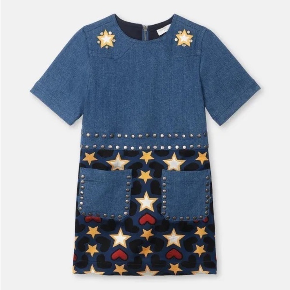 STELLA MCCARTNEY KIDS
Denim Heart & Stars Short-Sleeve Girls 14